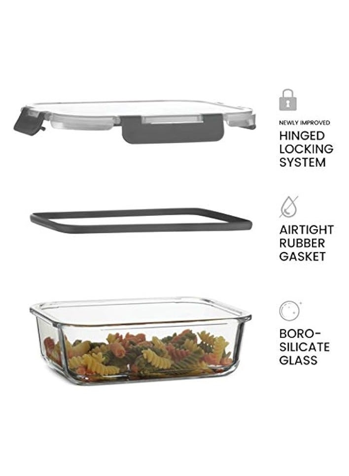 Green Tiger 6-Piece Superior Glass Food Storage Containers Set, 35oz Capacity - Newly Innovated Hinged Locking lids - 100% Leakproof Glass Meal-Prep Containers - Image 2