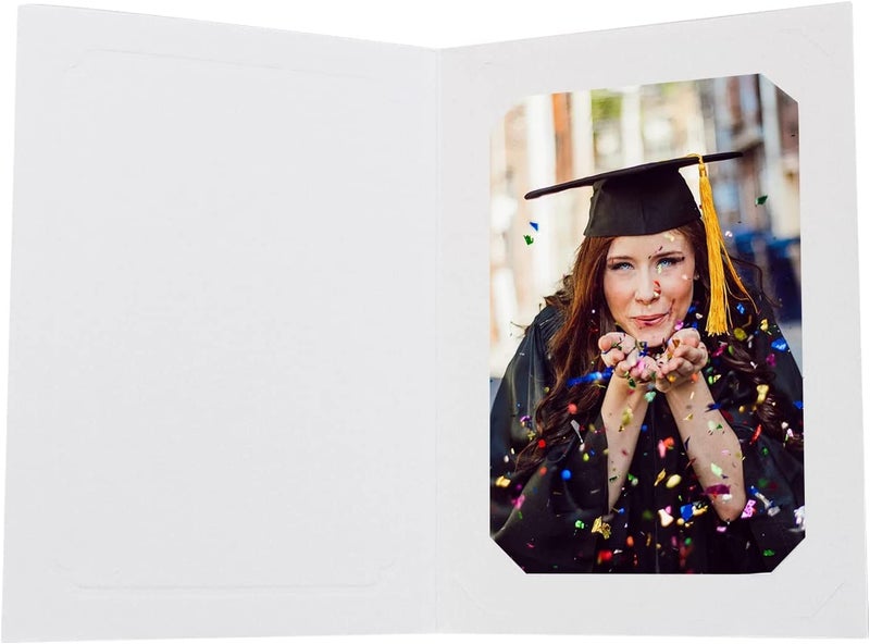 Golden State Art, Pack of 50, 4x6 or 5x7 Photo Folders, Cardboard Picture Frame, Paper Frame Cards, Greetings/Invitation Special Events: Graduation, Christmas, Wedding(White) - Image 2