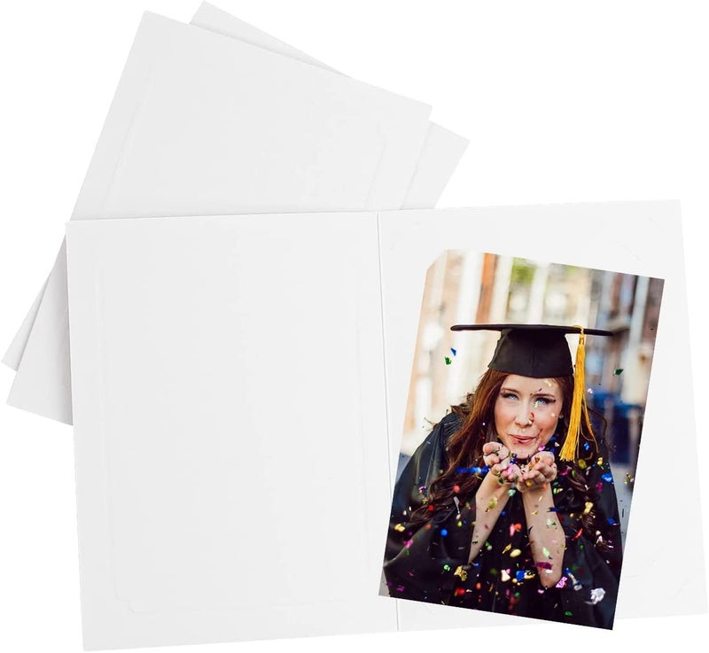Golden State Art, Pack of 50, 4x6 or 5x7 Photo Folders, Cardboard Picture Frame, Paper Frame Cards, Greetings/Invitation Special Events: Graduation, Christmas, Wedding(White) - Image 4