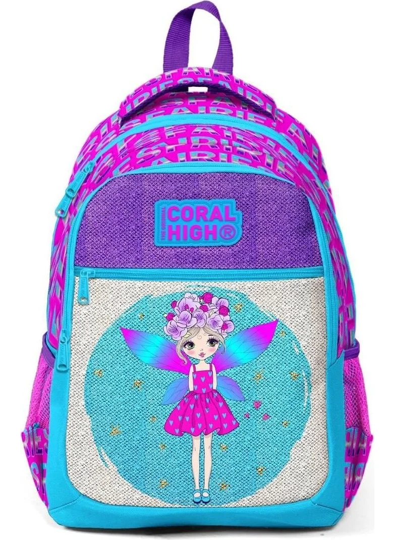 CORAL HIGH Fairy Girl Primary School Backpack Glitter and Shiny School Bag