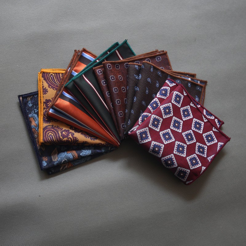 Men'S Pocket Square Korean Style Casual Fashion Wedding Polyester Yarn-Dyed Floral Host Suit Handkerchief Square Scarf - Image 2