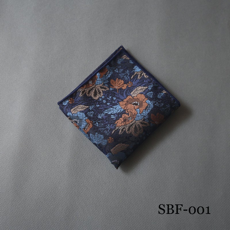 Men'S Pocket Square Korean Style Casual Fashion Wedding Polyester Yarn-Dyed Floral Host Suit Handkerchief Square Scarf - Image 4