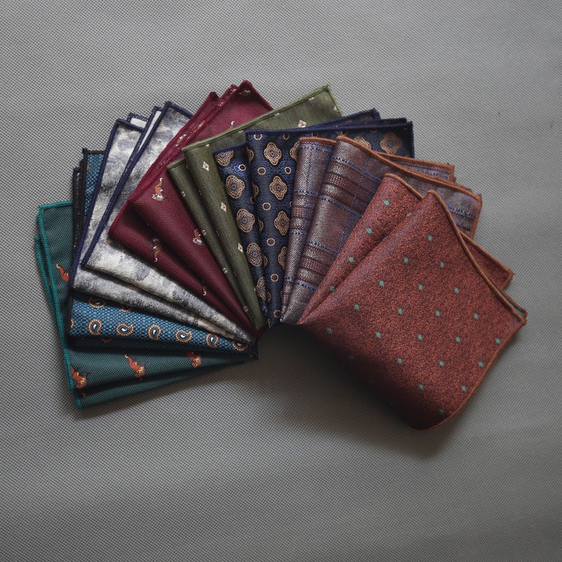 Men'S Pocket Square Korean Style Casual Fashion Wedding Polyester Yarn-Dyed Floral Host Suit Handkerchief Square Scarf - Image 3