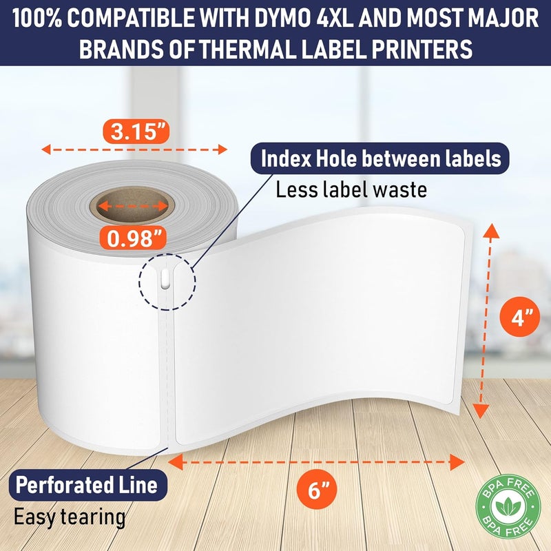 Dasher Products Thermal Shipping Labels Compatible with Dymo LabelWriter 4XL 1744907 4x6 Internet Postage Labels, Water Resistant, Strong Adhesive, Perforated, 220 per Roll (4 Pack) - Image 3