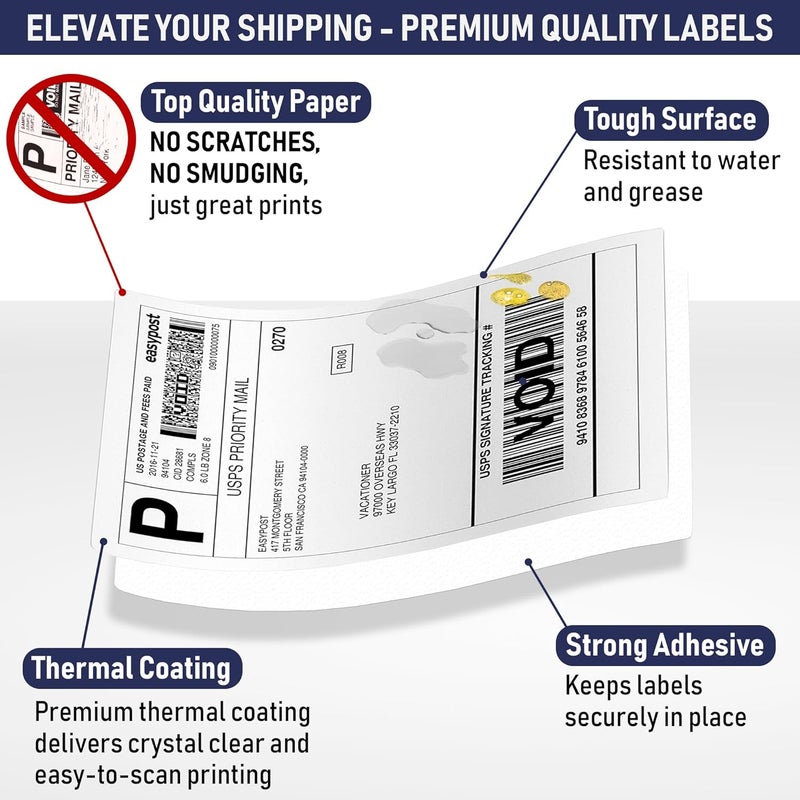Dasher Products Thermal Shipping Labels Compatible with Dymo LabelWriter 4XL 1744907 4x6 Internet Postage Labels, Water Resistant, Strong Adhesive, Perforated, 220 per Roll (4 Pack) - Image 5