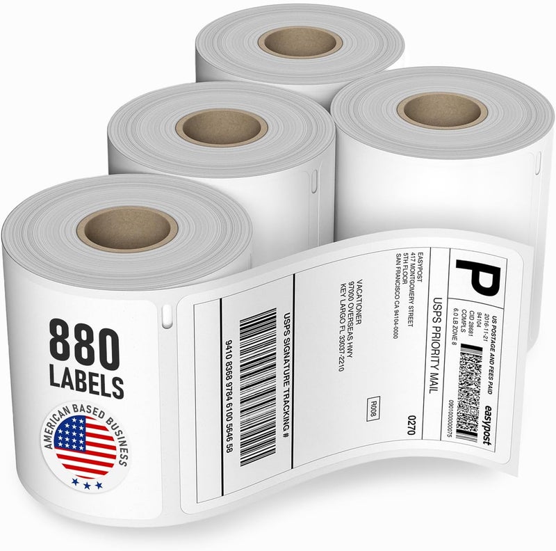 Dasher Products Thermal Shipping Labels Compatible with Dymo LabelWriter 4XL 1744907 4x6 Internet Postage Labels, Water Resistant, Strong Adhesive, Perforated, 220 per Roll (4 Pack) - Image 1
