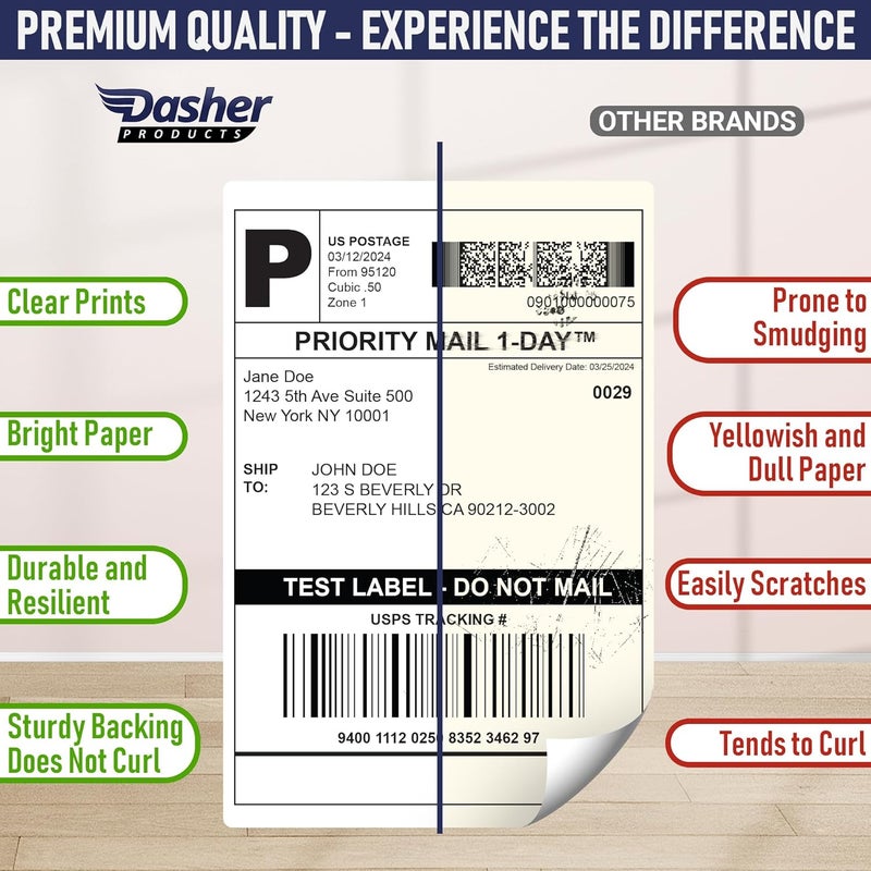 Dasher Products Thermal Shipping Labels Compatible with Dymo LabelWriter 4XL 1744907 4x6 Internet Postage Labels, Water Resistant, Strong Adhesive, Perforated, 220 per Roll (4 Pack) - Image 4