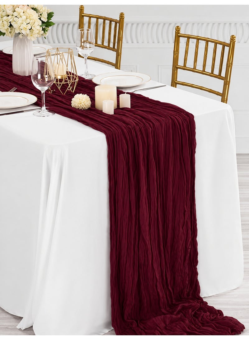 ELASAR Translucent Red Table Runner 90x400cm Chessian Tablecloth for Wedding Reception Bridal Shower Party Decoration Centerpiece Home and Outdoor Use - Image 1