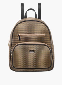 MISSY Monogram Print Backpack with Adjustable Straps and Zip Closure  - Image 1