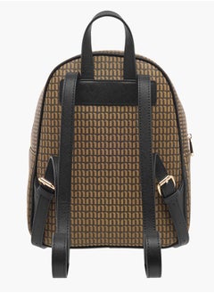 MISSY Monogram Print Backpack with Adjustable Straps and Zip Closure  - Image 4