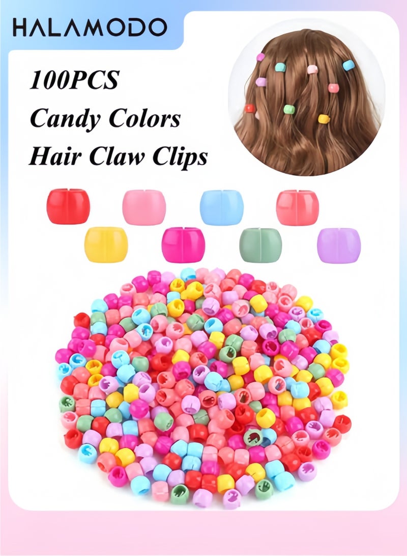 100PCS Hair Claw Clips Mini Hair Bangs Rainbow Beads Clip Lovely Candy Colors Plastic Hairpins for Hair Braids Tiny Claws Hair Accessories for Girls and Women Ideal for Daily Styling and Hair Management - Image 1