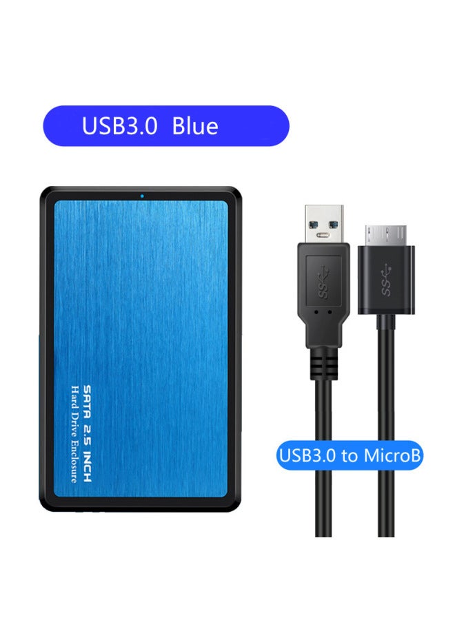 Aluminum Panel Mobile Hard Drive Box Usb3.0 Laptop Hard Drive Box 2.5 Inch Sata Serial Port Ssd-Color:USB3.0 Blue