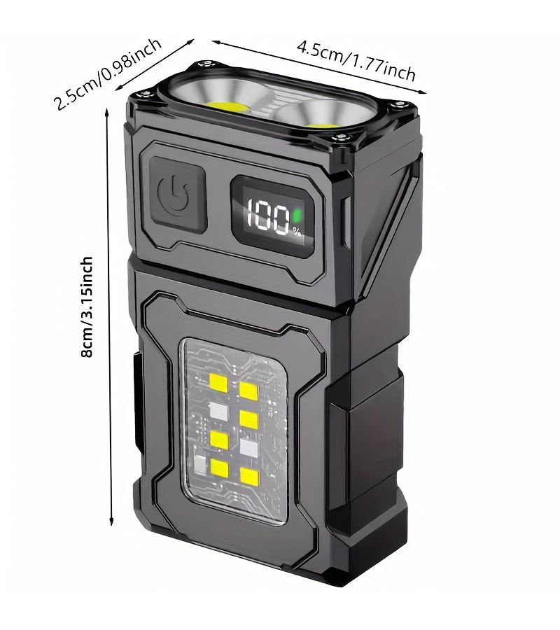 Black Ultra Bright Mini LED Rechargeable COB Flashlight with Rotatable Head Metal Clip Magnet 7 Modes - Image 3