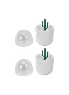 Thoraya 2pcs Multi Purpose Toothpick Box Cute Cactus Shaped Decor Reusable Cotton Swab Storage Box for Home Office  - Image 1