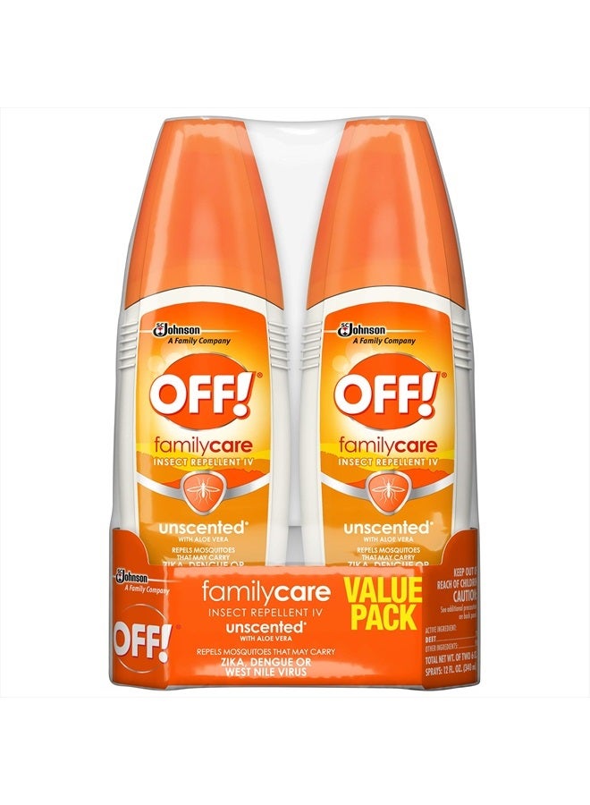 OFF! FamilyCare Insect & Mosquito Repellent Spritz, Unscented Bug spray with Aloe-Vera, 7% Deet, 6 oz (Pack of 2) - Image 1