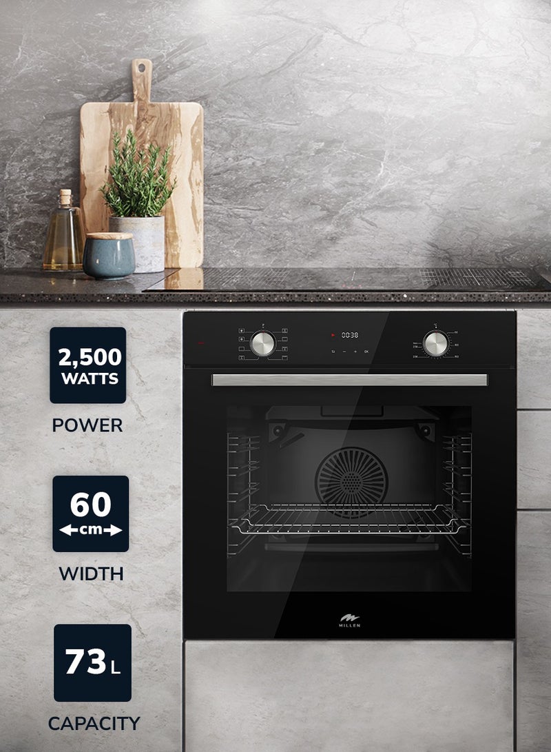 ميلين فرن كهربائي MILLEN MEO 6002 BL Premium سعة 73 لترًا - فئة الطاقة A، 8 أوضاع طهي، 60 سم، باب زجاجي مزدوج من SCHOTT، لمسة نهائية من الزجاج، تحكم ميكانيكي ولمسي مع مؤقت، ضمان لمدة 3 سنوات  - Image 2
