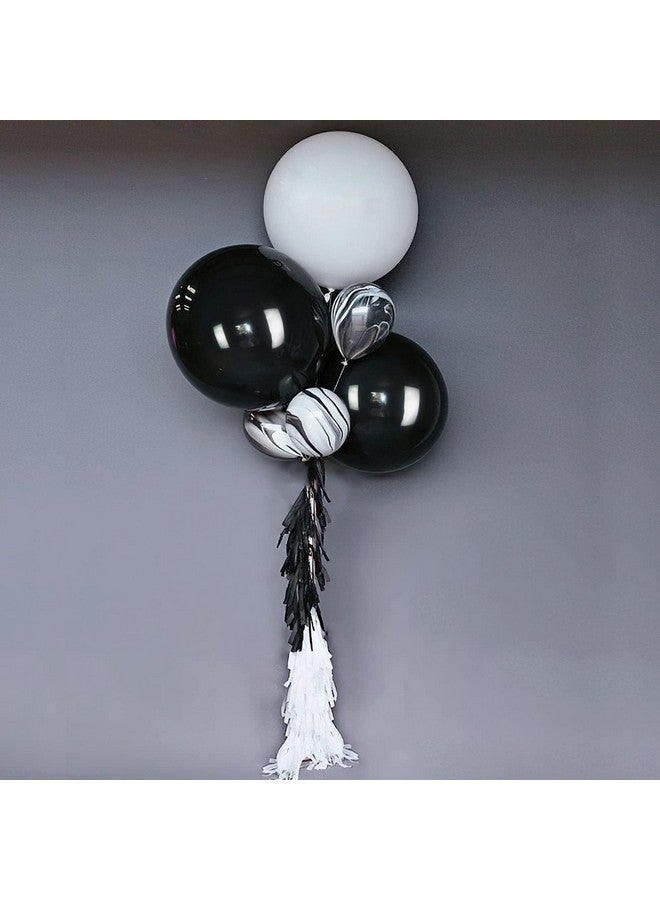 PuTwo Lattliv 10 Pack Latex Balloons Set 36 Inches Jumbo Balloons 12 Inches Marble Balloons Paper Tasselsblack/White/Marbled - Image 1