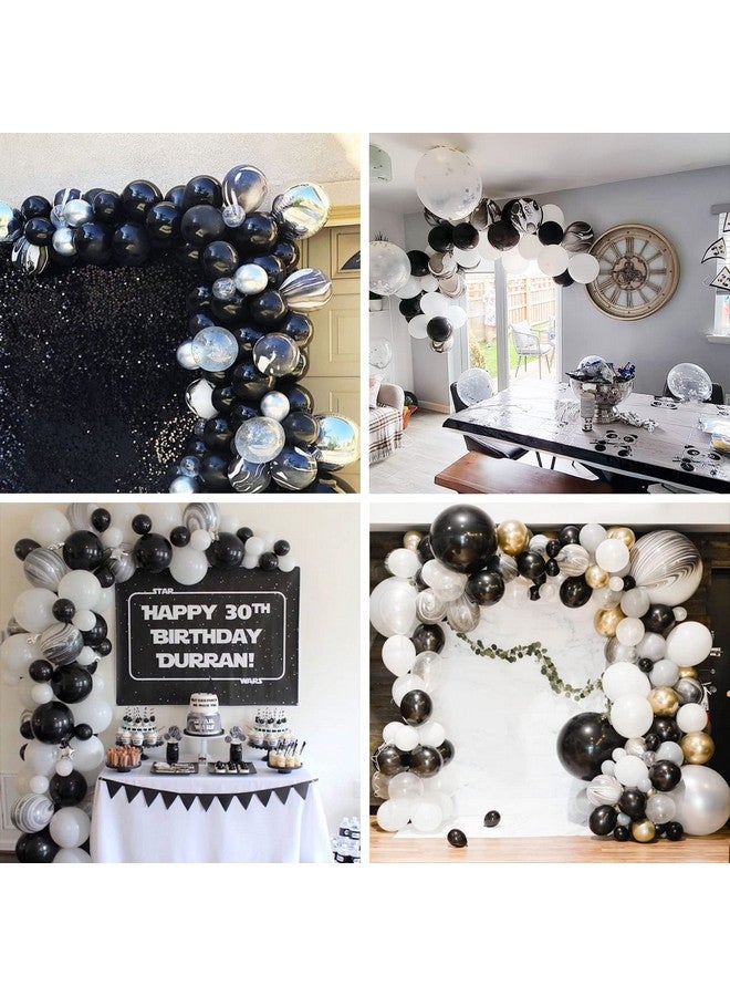 PuTwo Lattliv 10 Pack Latex Balloons Set 36 Inches Jumbo Balloons 12 Inches Marble Balloons Paper Tasselsblack/White/Marbled - Image 4