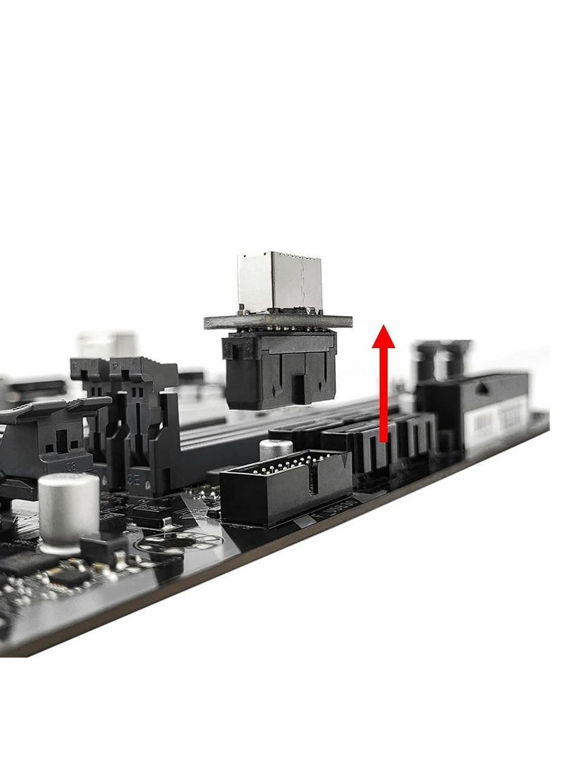MUNTAQI USB Front Panel Adapter, Vertical USB C Header Adapter, USB 3.1 Type-E Key-A to USB 3.0 20Pin Header Converter, for Type C Motherboard - Image 2