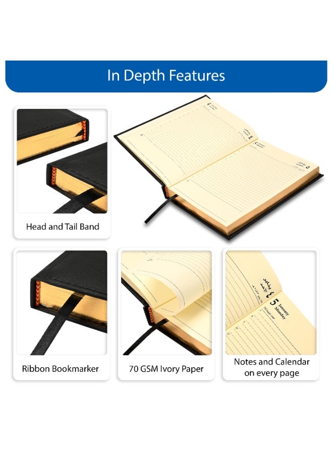 FIS Agenda 2026 Arabic/English, gold-foiled soft sponge front cover, A5 size, colors subject to availability. - Image 2