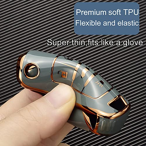 Cacacar for Chevy Key Fob Cover with Keychain, Premium TPU Full Protection Key Fob Case for Chevrolet Equinox Camaro Cruze Malibu Sonic Buick Terrain (5 buttons Gray) - Image 5