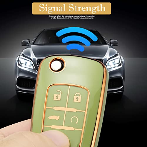 Cacacar for Chevy Key Fob Cover with Keychain, Premium TPU Full Protection Key Fob Case for Chevrolet Equinox Camaro Cruze Malibu Sonic Buick Terrain (5 buttons Gray) - Image 4