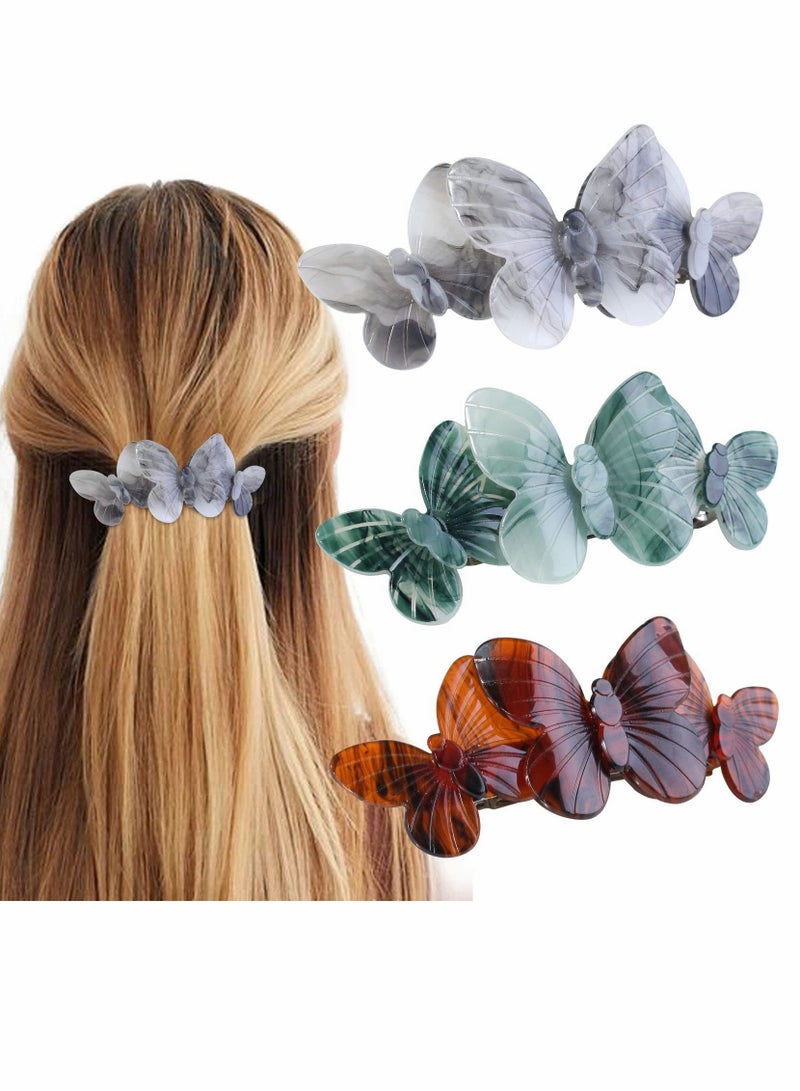 KASTWAVE Butterfly barrettes, Tortoiseshell Hairpin Women's Butterfly, Medium Rectangular Automatic Hair - Image 1