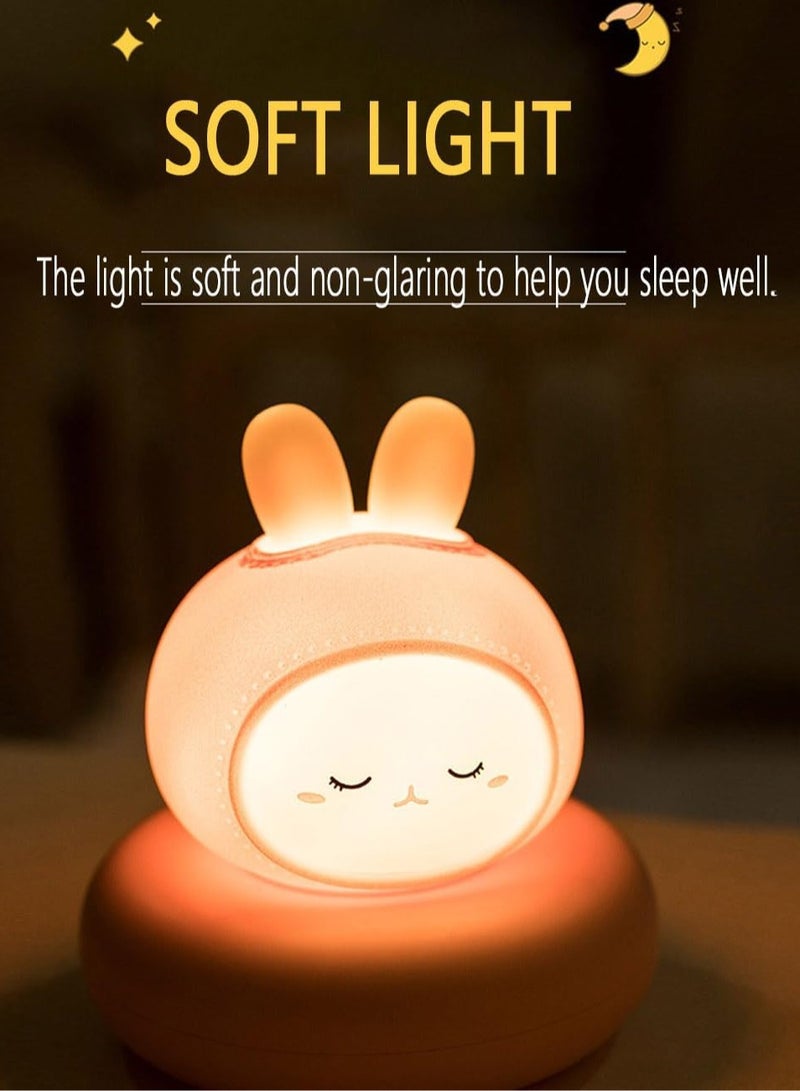 عام مصباح ليلي LED على شكل أرنب للنوم مع شحن USB و3 مستويات من السطوع وإضاءة ناعمة تلامس الجلد للاستخدام بجوار السرير وحفلات الرضاعة الطبيعية وغرفة المعيشة ومساعد النوم - Image 3