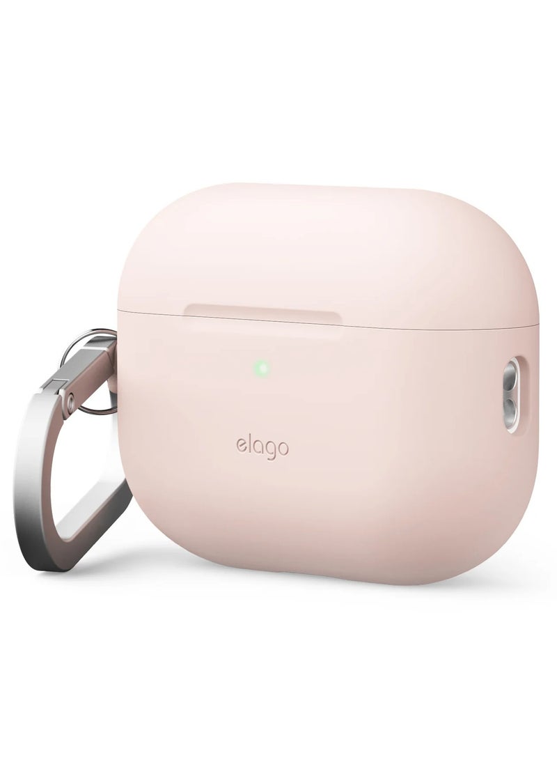 Elago Silicone Hang designed for Airpods Pro 3 [3rd Generation] Secure Fit Case Cover with Carabiner - Sand Pink