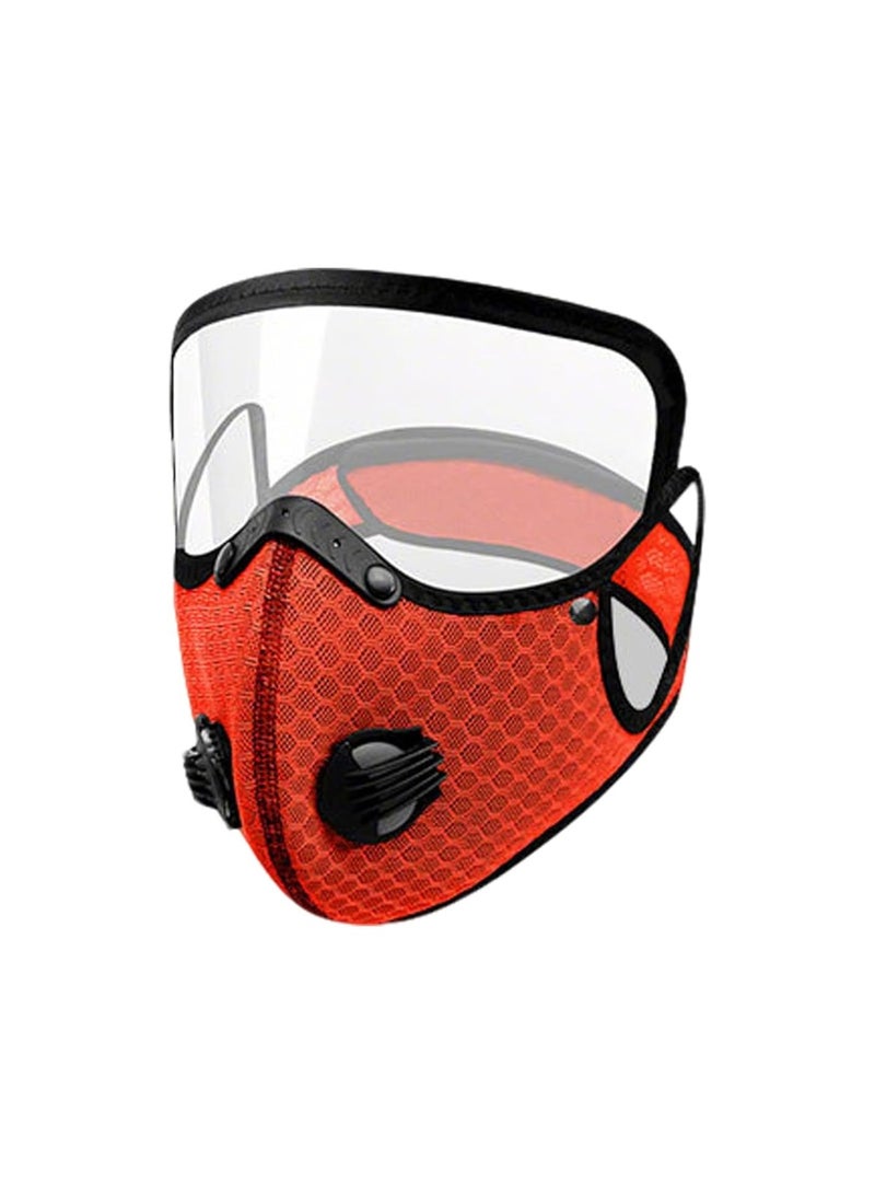 Ergonomic Cycling Face Mask with Integrated Eye Shield Visor, 5-Layer PM2.5 Anti-Pollution and Anti-Dust Protection, Reusable Breathable Mesh Mask with Dual Breathing Valves for Cycling, Motorbike, Sports, Running, Outdoor Commuting and Construction - Grey - Image 4