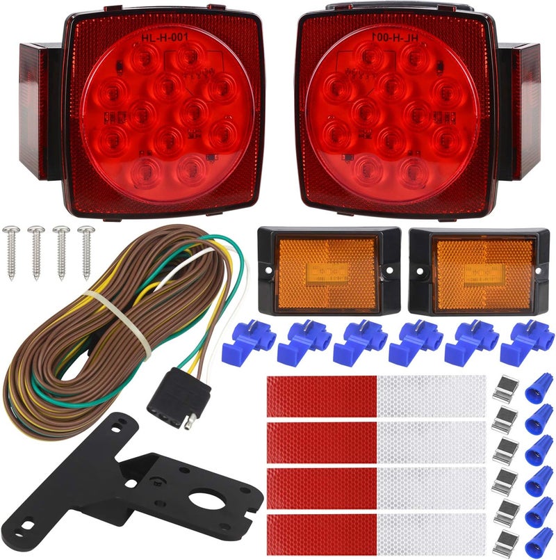 LINKITOM Submersible LED Trailer Light Kit, Super Bright Brake Stop Turn Tail License Lights for Camper Truck RV Boat Snowmobile Under 80" Inch, IP68 Waterproof, DOT Compliant - Image 1