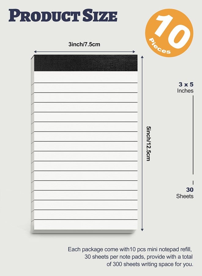 Aidunmis 10 Pack Small Note Pads 3x5 Lined Writing Pads Mini Notepads Small Pads of Paper 3x5 With 30 Sheets per Notepad 80Gsm Paper Pads Mini Legal Pads 3x5 Inch Pocket Notebook for Taking Notes and Reminders - Image 2