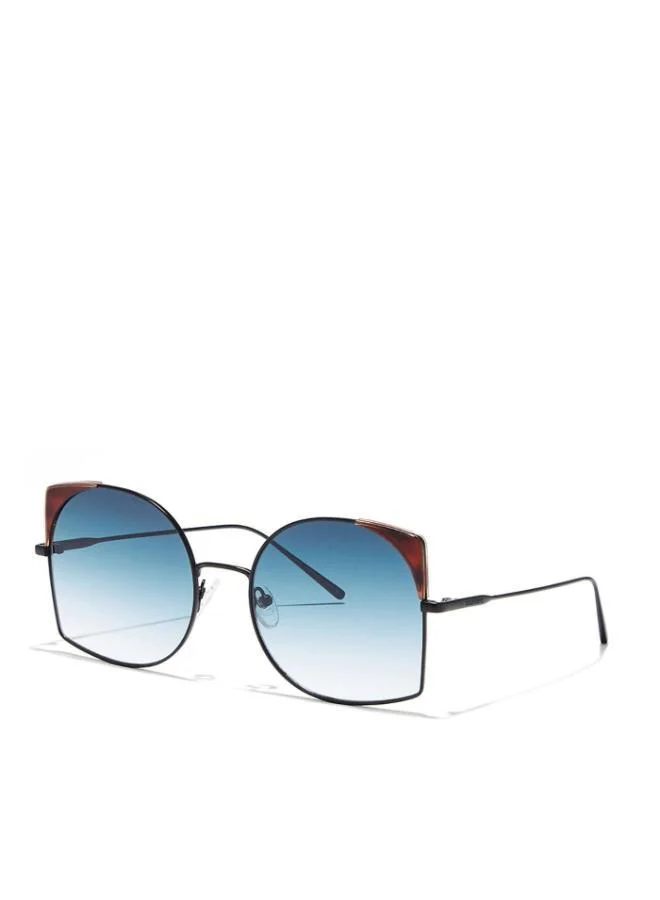 30Sundays DELAUNAY -La French Collection Women Blue Sunglasses - Frame Material: Metal + Acetate - Lens Color: Blue- Frame Color: Black - Full Rim
