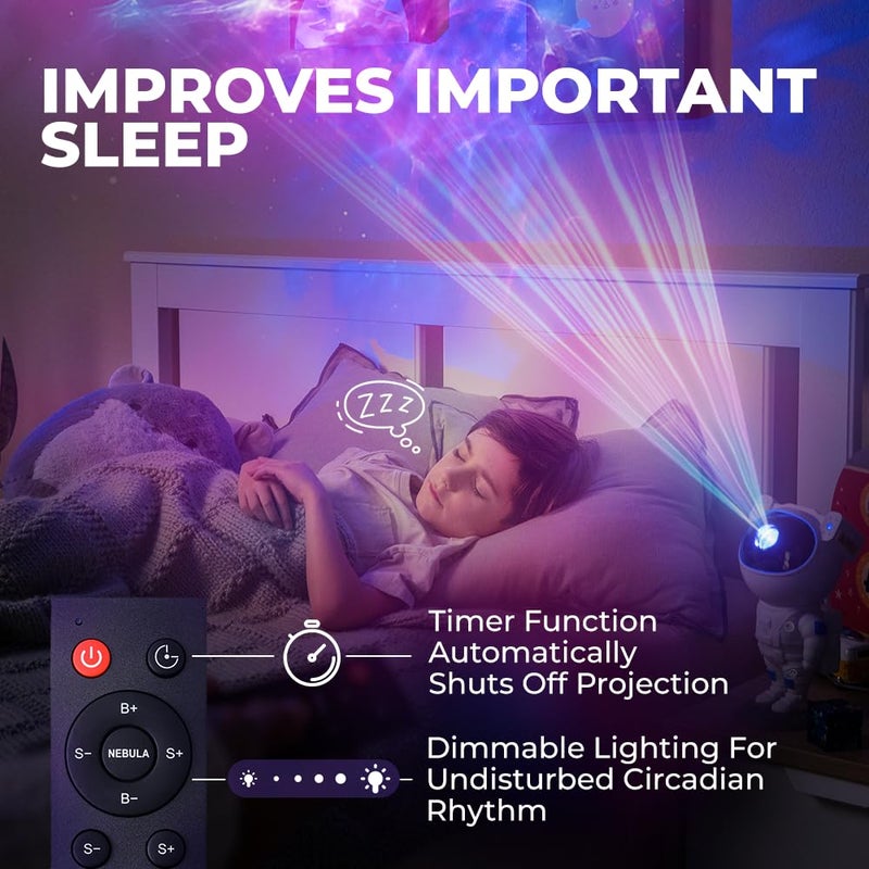 Mind-Glowing Astronaut Galaxy Projector - Spaceman Projector with Remote, Timer, Star & Nebula Modes - Dimmable Astronaut Night Light for Kids Space Decor - Cool Birthday Gift for 5-10 Year Old Boys - Image 5