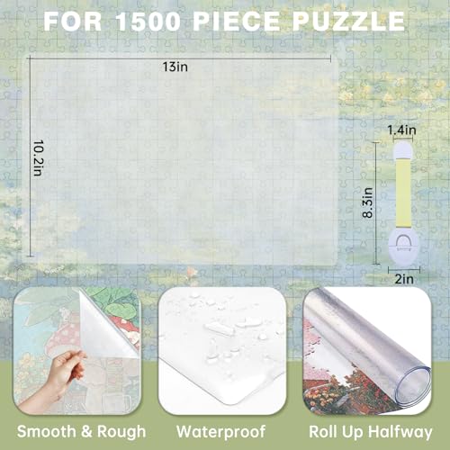 XGKHOM 1500 Pieces Puzzle Board Cover Mat 34x26 Jigsaw Puzzle Table Cover with Locking Buckles Transparent and Frosted Replacement Cover Cover Mat Only - Image 5