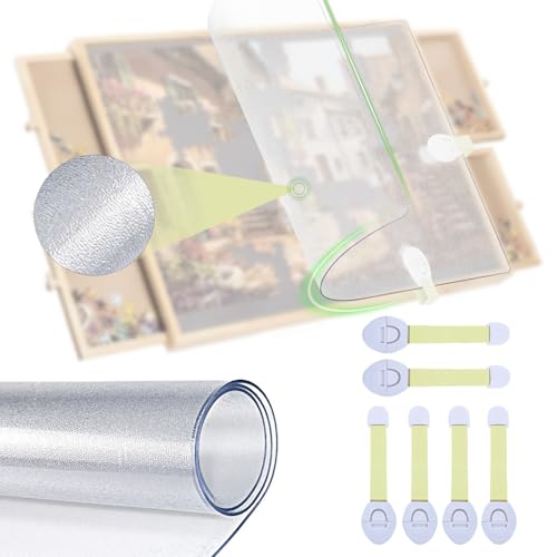 XGKHOM 1500 Pieces Puzzle Board Cover Mat 34x26 Jigsaw Puzzle Table Cover with Locking Buckles Transparent and Frosted Replacement Cover Cover Mat Only - Image 1