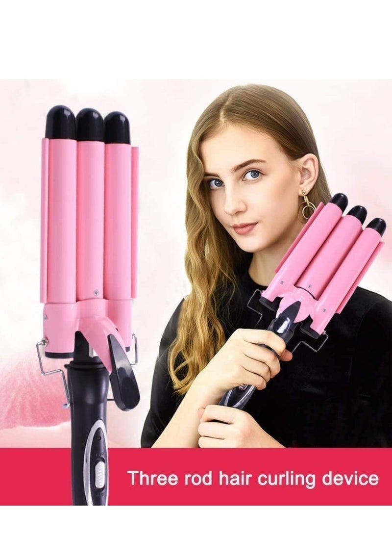 general Three barrel curling iron, long-lasting curls, ceramic tourmaline curling iron, temperature control, quick heating curling iron. - Image 2
