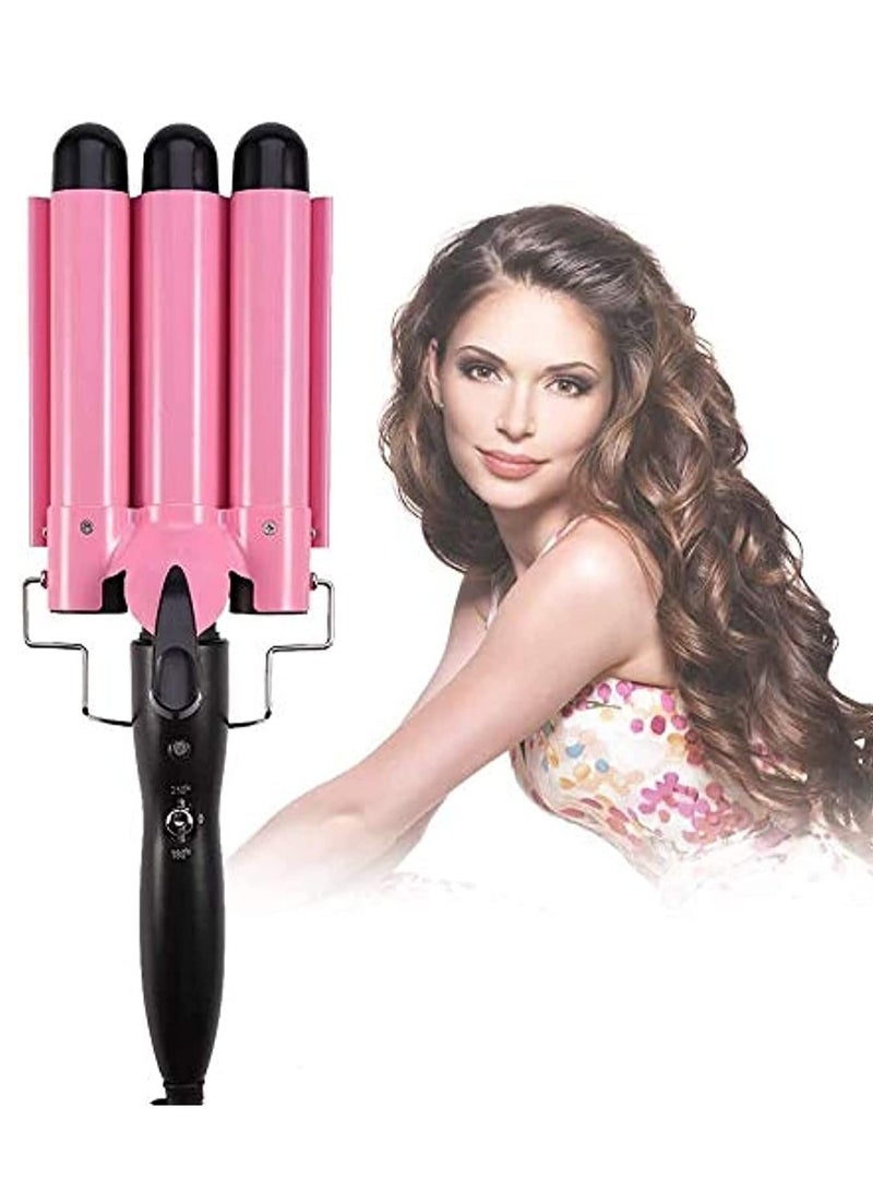 general Three barrel curling iron, long-lasting curls, ceramic tourmaline curling iron, temperature control, quick heating curling iron. - Image 1