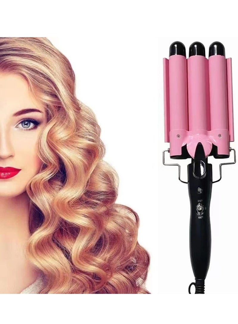 general Three barrel curling iron, long-lasting curls, ceramic tourmaline curling iron, temperature control, quick heating curling iron. - Image 3