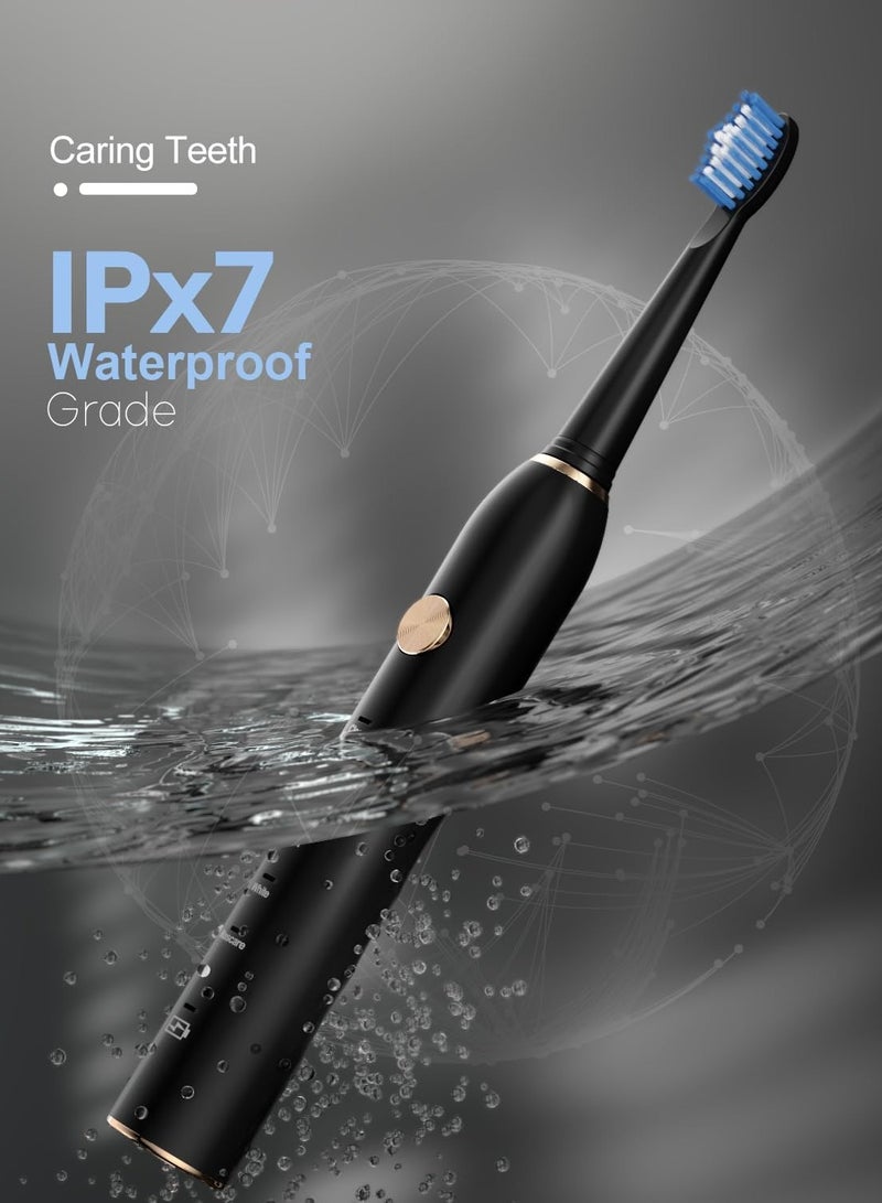 general Sonic Electric Toothbrush for Adults, IPX7 Waterproof Sonicare 40000VPM, Fast Charge Long Last with Intelligent Time Reminder 5 Optional Modes Dupont Brush Heads, Black - Image 3
