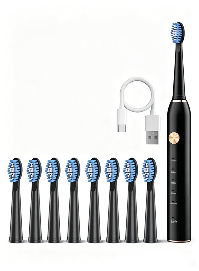 general Sonic Electric Toothbrush for Adults, IPX7 Waterproof Sonicare 40000VPM, Fast Charge Long Last with Intelligent Time Reminder 5 Optional Modes Dupont Brush Heads, Black - Image 1