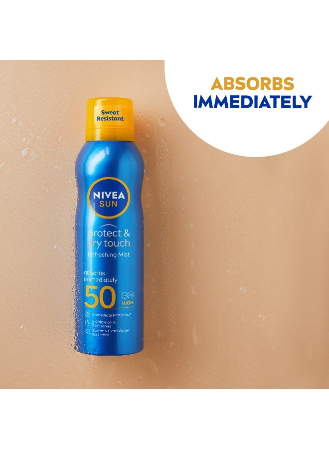 Nivea بخاخ شمس واقي ومجفف للمس SPF50، بخاخ شمس مقاوم للماء، حماية فورية من أشعة UVA/UVB، حروق الشمس والشيخوخة المبكرة، 200 مل، عبوة من 2 - Image 5