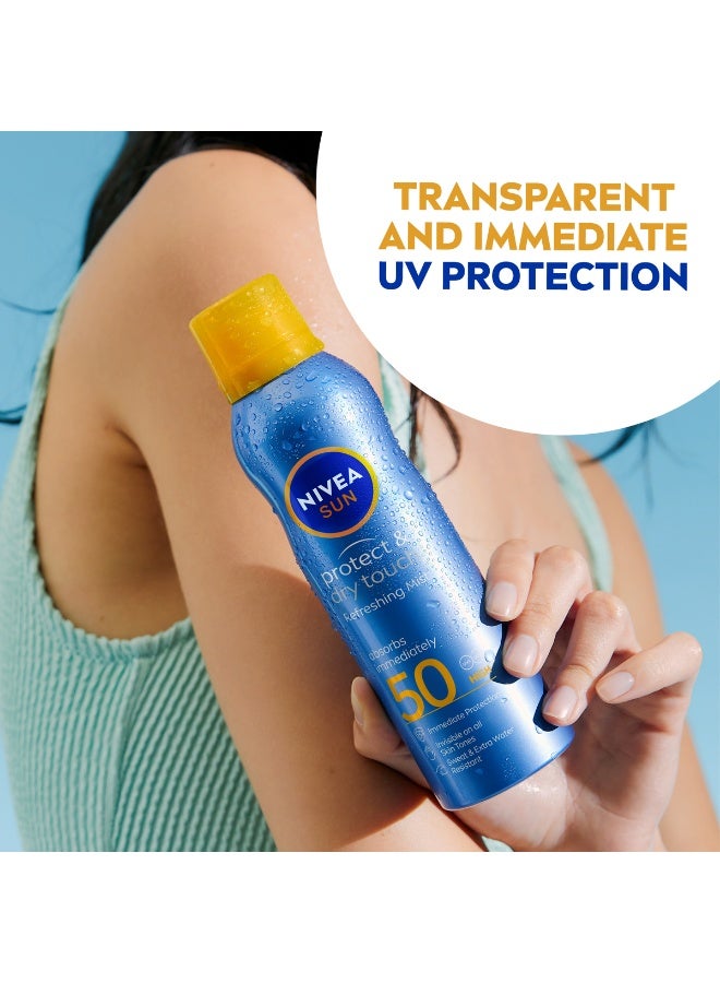 Nivea بخاخ شمس واقي ومجفف للمس SPF50، بخاخ شمس مقاوم للماء، حماية فورية من أشعة UVA/UVB، حروق الشمس والشيخوخة المبكرة، 200 مل، عبوة من 2 - Image 2