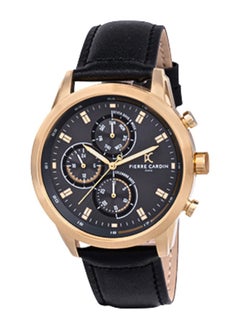 Pierre Cardin Metal Chronograph Men's Watch With Black Leather Band CCP.5002