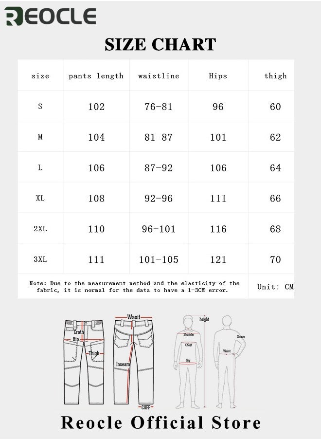 REOCLE - Men's Work Pants Lightweight Military Tactcial Trousers with Multiple Large-capacity Pockets & Elastic Adjustable Waistband for Hunting Outdoor Adventure Field Work - Image 1