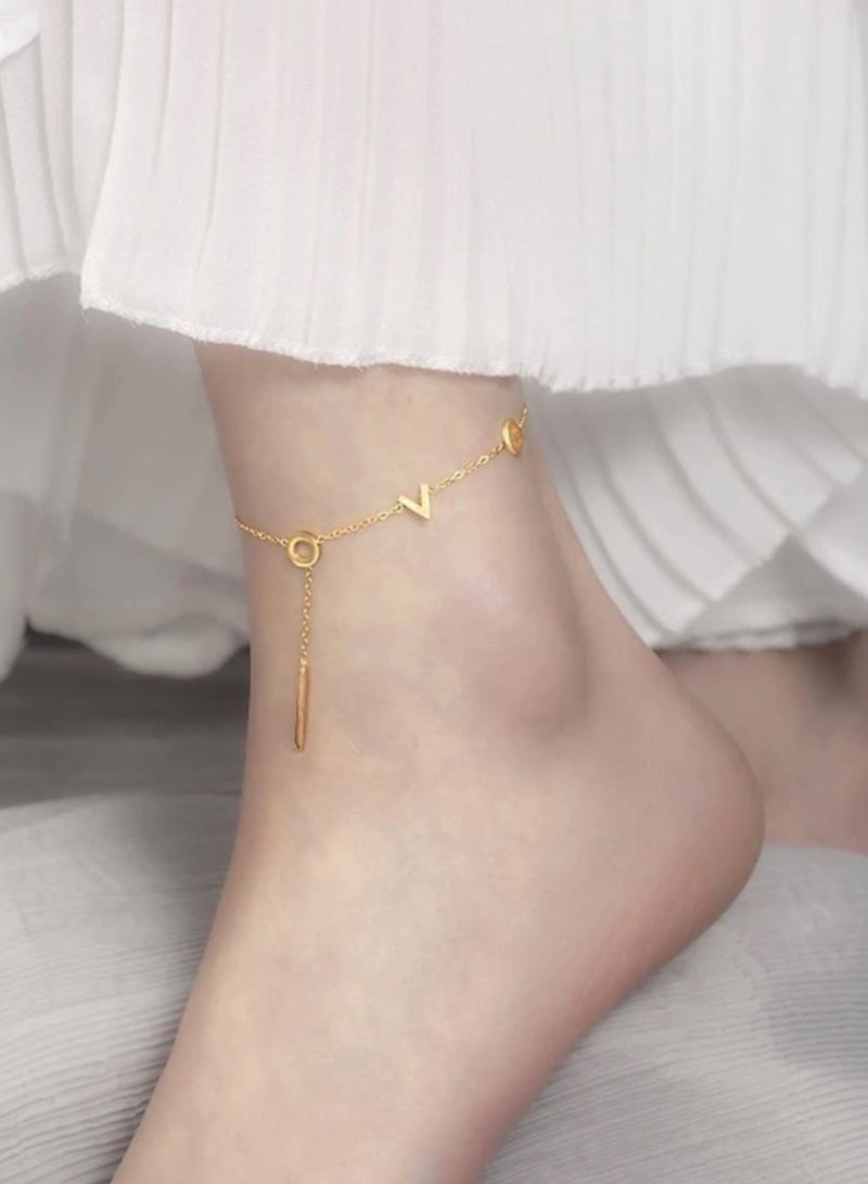 نيو ستايل خلخال أنيق وناعم مصنوع من الاستانلس ستيل مطلي باللون الذهبي - Image 5