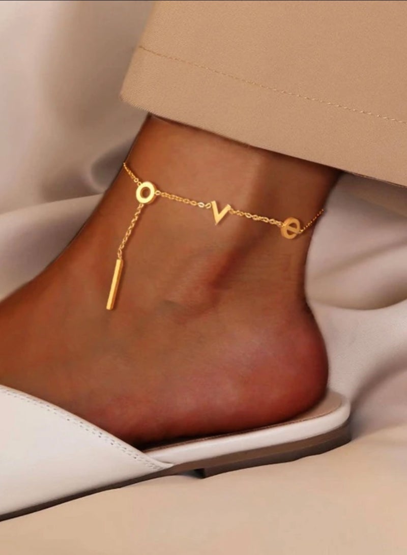 نيو ستايل خلخال أنيق وناعم مصنوع من الاستانلس ستيل مطلي باللون الذهبي - Image 1