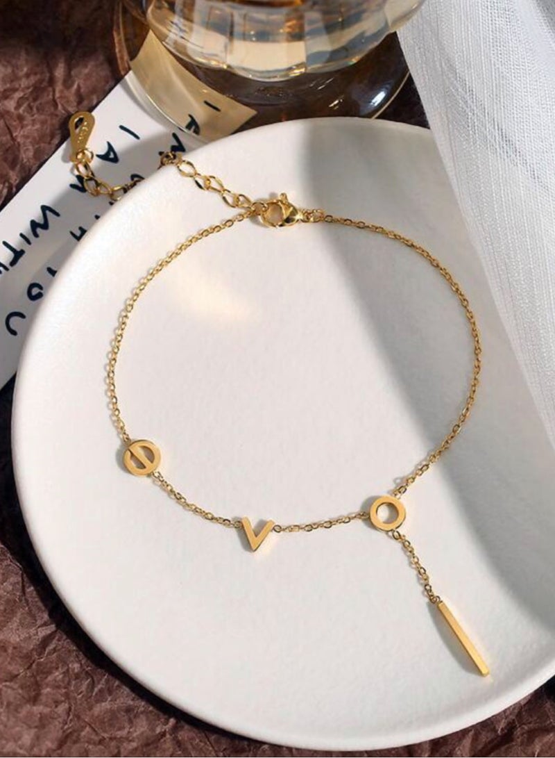 نيو ستايل خلخال أنيق وناعم مصنوع من الاستانلس ستيل مطلي باللون الذهبي - Image 2