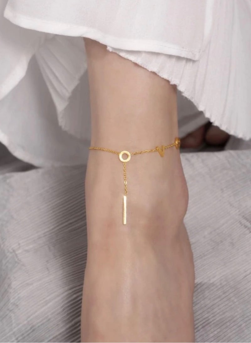 نيو ستايل خلخال أنيق وناعم مصنوع من الاستانلس ستيل مطلي باللون الذهبي - Image 4