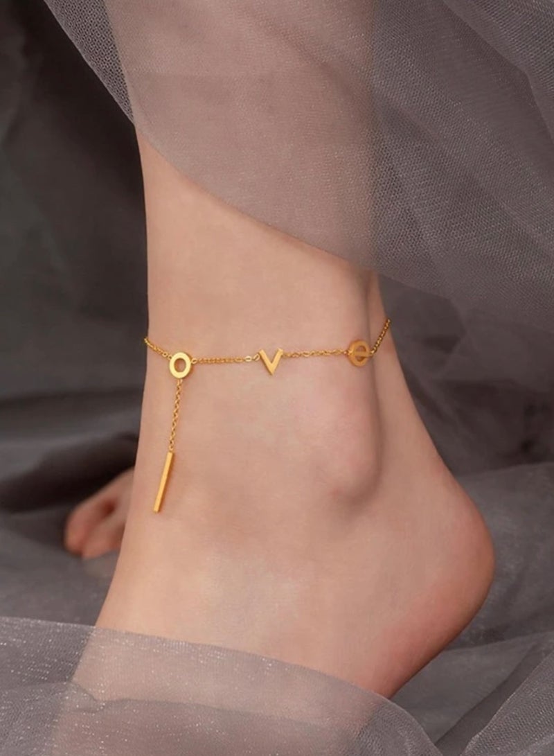 نيو ستايل خلخال أنيق وناعم مصنوع من الاستانلس ستيل مطلي باللون الذهبي - Image 3